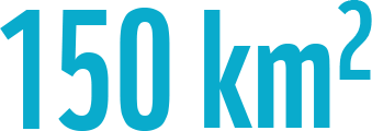 150 km&sup2;